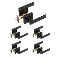 Passage Door Handle Matte Black Door Lever for Hallways, Closets, Meeting Spaces (Pack of 5)