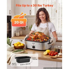 20QT Electric Roaster Oven 1450W Metal Self-Basting Lid Defrost & Warm Functions Removable Pan & Rack