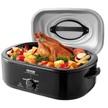 24QT Electric Roaster Oven 28lb Capacity Self-Basting Lid Defrost & Warm (Black)