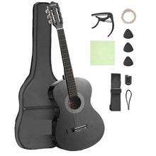 38 Inch Classical Guitar Starter Kit Black Basswood Guitar with Gig Bag & Accessories