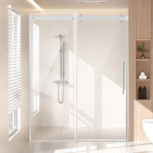 Frameless Sliding Shower Door 58-59 W x 75 H in 5/16 in (8mm) Clear Tempered Glass NANO Stainproof Stainless Steel Chrome