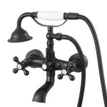 Clawfoot Tub Faucet Wall-Mount Bathtub Filler with Handheld Shower Matte Black Adjustable Arms & 360° Spout
