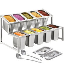 10 1/9 Pans 10 Ladles Spice Rack and Inclined Holder for Sauce Ingredients Fruits A-803
