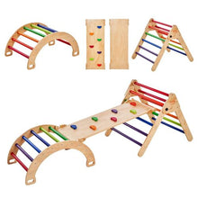 5-in-1 Pikler Triangle Set – Large Colorful Wooden Montessori Climbing Gym with Ramp & Arch (1–3 Years)