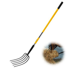 5-Tine Garden Fork – Heavy Duty Fiberglass Handle Pitchfork for Digging Composting & Aeration