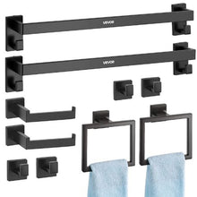 Matte Black 10-Piece Bathroom Hardware Set 2 x 24-in Towel Bars 2 Towel Racks 4 Robe Hooks 2 Toilet Paper Holders Wall Mounted
