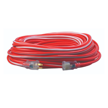 Cable de extensión para exteriores SJTW rojo y blanco de 100 pies 12/3 con indicador de luz de encendido 2549SW0041 (paquete de 4)