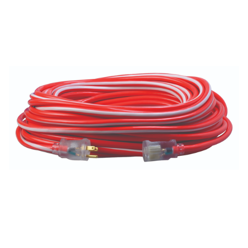 100 ft. 12/3 SJTW Outdoor Extension Cord w/ Power Light Red/White 2549SW0041 (Pack of 4)