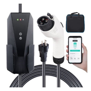 16A 120V/240V NEMA 6-20P Plug & 5-15 Adapter With 28ft Cable EV Charging Station For SAE J1772