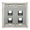 Leviton Angled Stainless Steel QUICKPORT Wallplate Dual-Gang 4-Port 43081-2L4