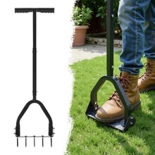9.2-Inch Manual Lawn Aerator 15-Spike Heavy-Duty Tool with Long Handle & Wide Plate