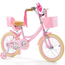 16-Inch Princess Kids Bike for Girls Pink Children’s Bicycle with Basket Streamers Doll Seat & Training Wheels