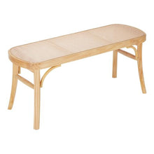 43.3 In Rattan Bench with Oak Wood Legs Handwoven Rattan for Entryway Bedroom Living Room Kitchen