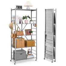 5-Tier Foldable Metal Storage Shelf 32 x 14 x 72 Inch (Grey)