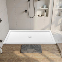 60 x 36 Inch Shower Pan Single Threshold Shower Base with Center Drain (White)