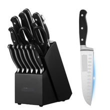 15-Piece High Carbon Stainless Steel Knife Set with Sharpener & Wooden Block