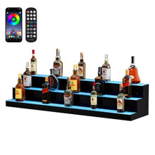 LED Lighted Liquor Bottle Display, 3-Tier 48" Illuminated Bar Shelf with RF Remote & Multicolor Lighting