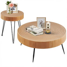 Round Coffee Table Set 31.3-Inch Coffee Table with End Table Metal Legs (2-Piece)
