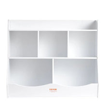 5-Cubby Wood Kid Storage Cubby with Bookshelf Toy Storage Organizer for Kids Room (White)