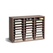 27-Compartment Wooden Literature Organizer Mail Sorter – (Black/Grey)