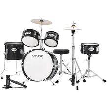 Kids 5-Piece Junior Drum Set, 14″ Beginner Kit with Throne & Cymbal (Black)