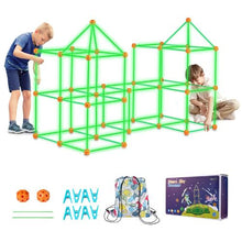 140 PCS Glow-in-the-Dark Fort Building Kit for Kids, STEM Construction Set with 96 Rods & 44 Balls, Ages 4–8+