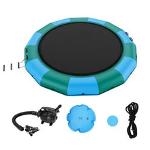 15FT Inflatable Water Trampoline with 3-Step Ladder & Electric Air Pump for Pools and Lakes