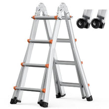 15.5 FT Telescoping A-Frame Ladder Compact Aluminum Extension Ladder 330 LB Capacity