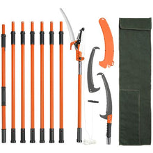 27 Ft Extendable Manual Pole Saw Tree Pruner with Sharp Blade & Scissors for High Branch Trimming