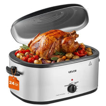 24QT Electric Roaster Oven 1450W 3 Food Trays Self-Basting Lid Warming Function Removable Rack