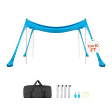 10x10 Ft Beach Tent Sun Shelter UPF50+ UV Protection Easy Pop-Up Canopy with Sandbags & Poles