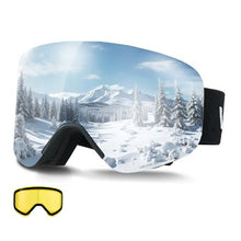 Frameless Magnetic Ski Goggles with Silver Mirror Lens, OTG Anti-Fog Snow Goggles for Men & Women