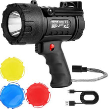 Rechargeable Spotlight Flashlight 200,000 Lumens IP67 Waterproof 4 Modes USB Port