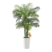6.5 ft Artificial Areca Palm Tree with White Tall Planter for Home Office Living Room