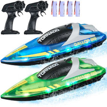 2-Pack 2.4GHz RC Boat – 12 km/h with LED Lights, Waterproof, 4 Batteries, for Pools & Lakes
