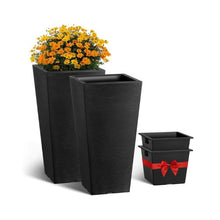 22" Tall Outdoor Planters Black Square Flower Pots (Set of 2)