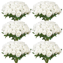 White Roses Realistic Bouquet for Xmas Home Decor Artificial Flowers (120 PCS)