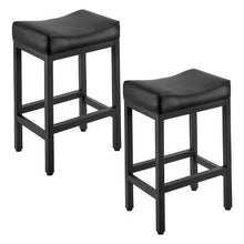 25-Inch Modern Bar Stool Set of 2 with Saddle-Seat and Metal Legs Easy Assembly for Bar Cafe (Black)