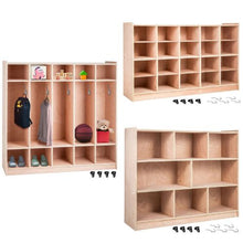 20-Compartment Cubby Mobile Storage Cabinet 4 x 5 Classroom Shelf Natural