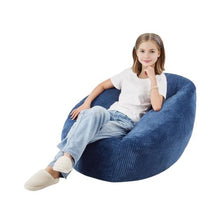 3ft Memory Foam Bean Bag Chair with Armrests & Pocket Teddy Velvet Cover (Blue)