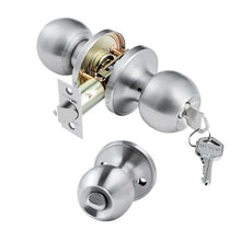 Keyed Entry Door Knob, Satin Nickel Round Ball Locking Door Knob with Thumb Turn, All-Metal Design 587ET-SS-1PK