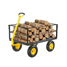 1400 LBS Steel Garden Cart 2-in-1 Utility Wagon with 13" All-Terrain Tires & Mesh Sides