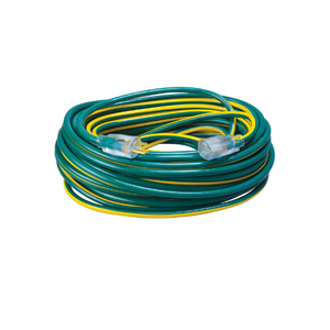 100 ft. 12/3 SJTW Outdoor Extension Cord w/ Light End Dark Green/Yellow 2549SW0052 (Pack of 4)