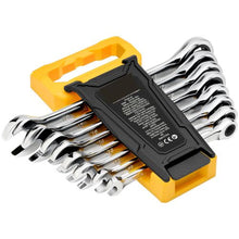 8-Piece Metric Ratcheting Wrench Set 8–19 mm Cr-V Steel with Organizer Rack