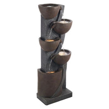 49.61" 5-Tier Outdoor Jar Water Fountain – Cascading Floor Standing Fountain with LED Light & Pump for Garden Patio & Home