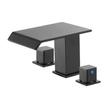 Roman Tub Faucet 3-Hole Waterfall Bathtub Faucet 2 Handles Deck Mount Drip-Free (Matte Black)