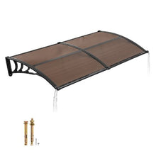 38 x 78 in Door Awning Polycarbonate Canopy with Metal Brackets (Brown)