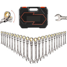 24-Piece Flex-Head Ratcheting Wrench Set SAE & Metric Cr-V Steel with Case