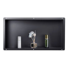 13 x 25 Inch Waterproof Frameless Shower Niche Stainless Steel Wall Storage (Black)