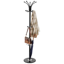 Metal Coat Rack with Umbrella Holder 14 Hooks & Marble Base – Stylish Entryway Tree for Hats Scarves Bag